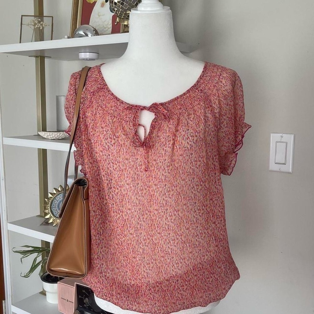 Liz Claiborne Pink and Orange Blouse Size L